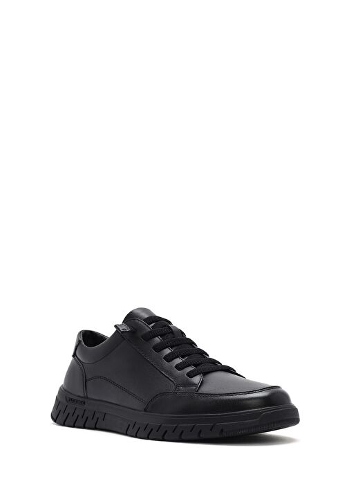 Erkek Siyah Bağcıklı Deri Sneaker 25SFD694918 - Görsel 7