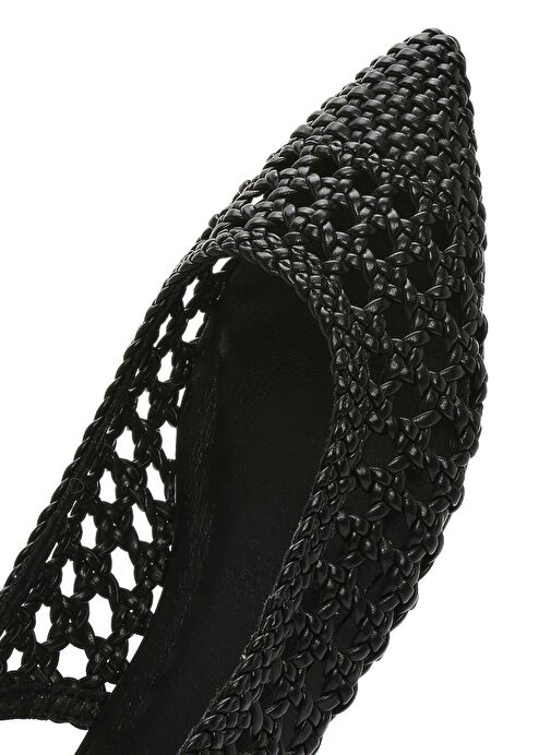 Kadın Siyah Örgülü Arkası Açık Babet 25SFD443429 - Görsel 9