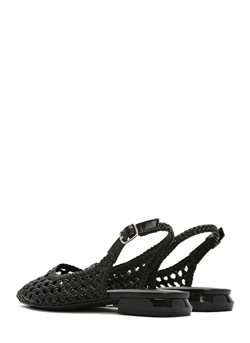 Kadın Siyah Örgülü Arkası Açık Babet 25SFD443429 - Görsel 6