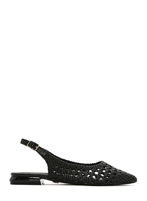 Kadın Siyah Örgülü Arkası Açık Babet 25SFD443429 - Görsel 2