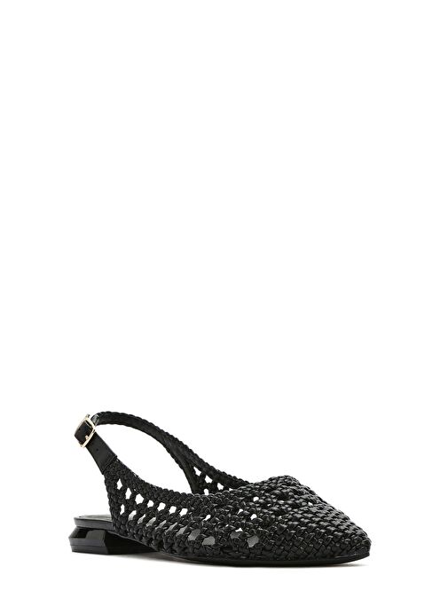 Kadın Siyah Örgülü Arkası Açık Babet 25SFD443429 - Görsel 7