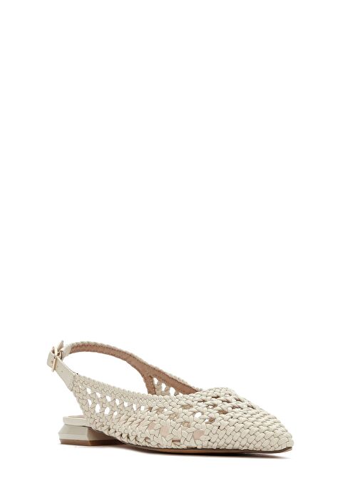 Kadın Krem Örgülü Arkası Açık Babet 25SFD443429 - Görsel 7