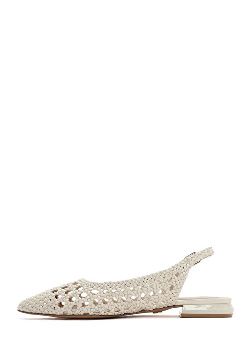 Kadın Krem Örgülü Arkası Açık Babet 25SFD443429 - Görsel 3