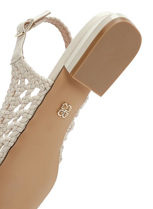 Kadın Krem Örgülü Arkası Açık Babet 25SFD443429 - Görsel 9