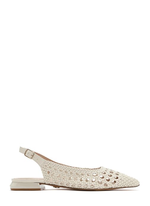 Kadın Krem Örgülü Arkası Açık Babet 25SFD443429 - Görsel 2