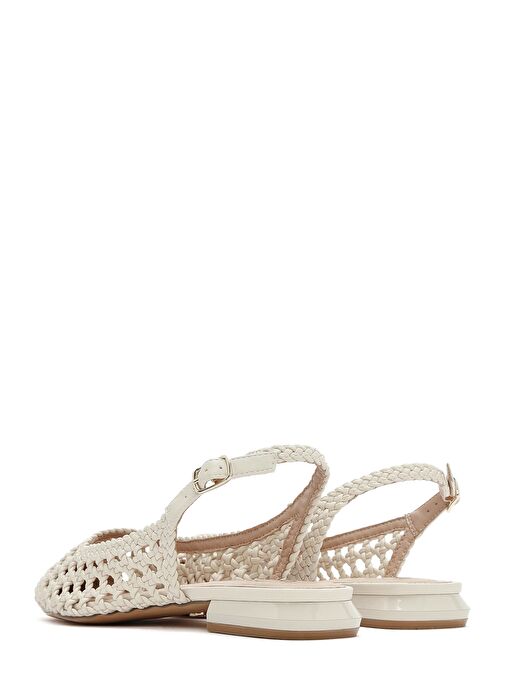 Kadın Krem Örgülü Arkası Açık Babet 25SFD443429 - Görsel 6