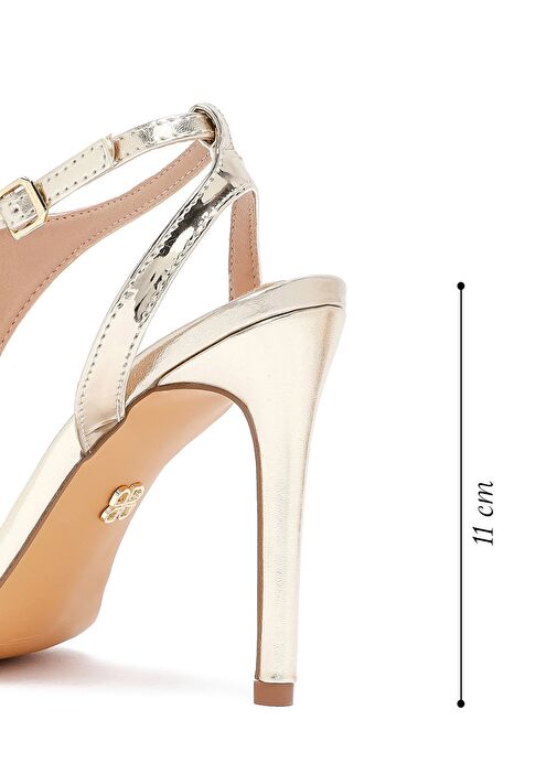 Kadın Altın Bilekten Tokalı Yüksek İnce Topuklu Metalik Sandalet 25SFD443032 - Görsel 3