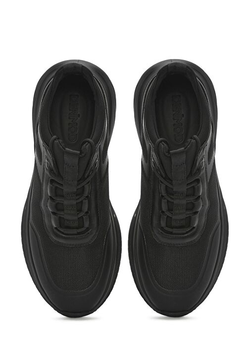 Erkek Siyah Kalın Tabanlı Bağcıklı Kumaş Sneaker 25SFD695414 - Görsel 8