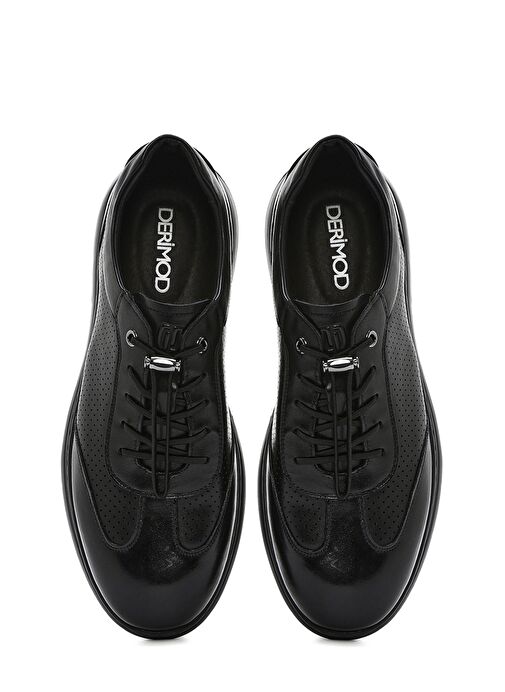 Erkek Siyah Bağcıklı Deri Casual Ayakkabı 25SFD694718 - Görsel 8
