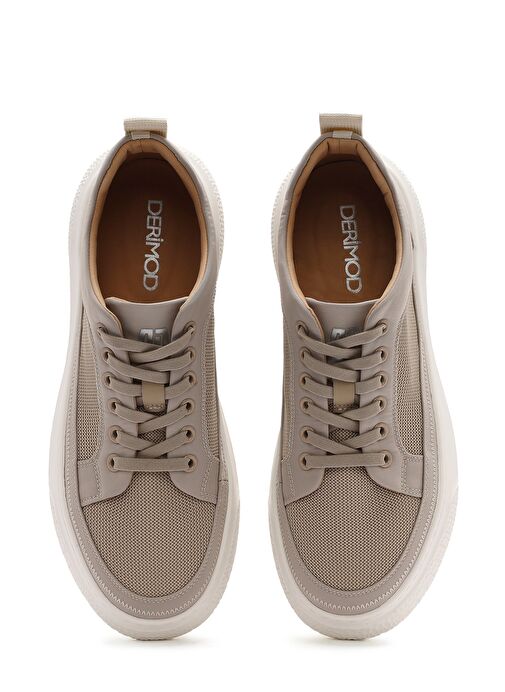 Erkek Bej Bağcıklı Kalın Tabanlı Sneaker 25SFD693314 - Görsel 8
