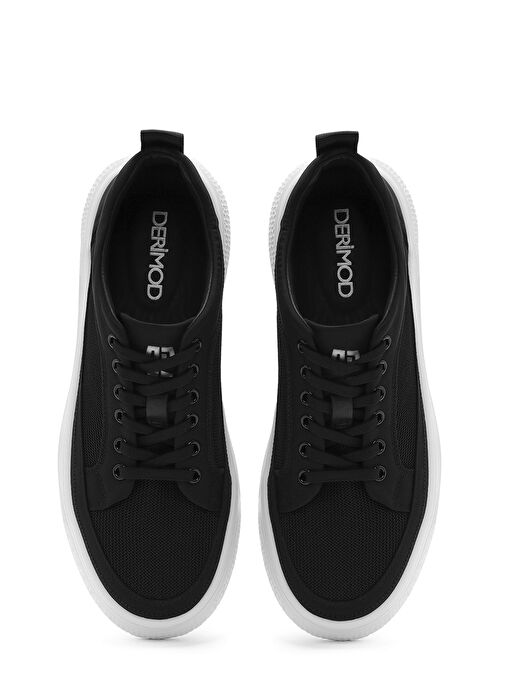 Erkek Siyah Bağcıklı Kalın Tabanlı Sneaker 25SFD693314 - Görsel 8