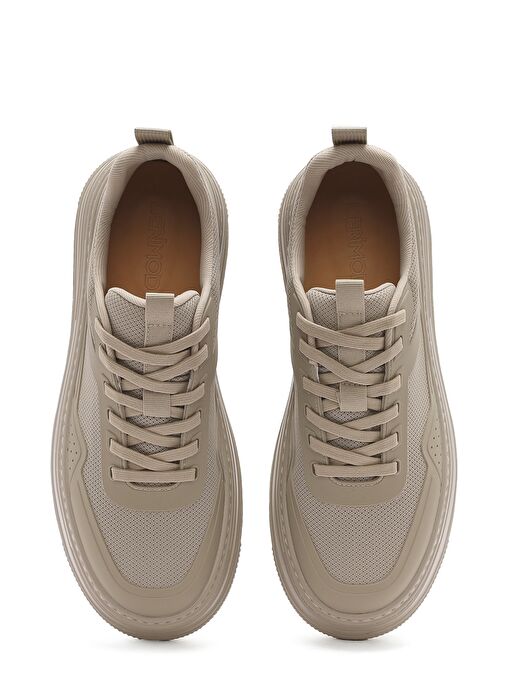 Erkek Bej Bağcıklı Kalın Tabanlı Sneaker 25SFD69366F - Görsel 8
