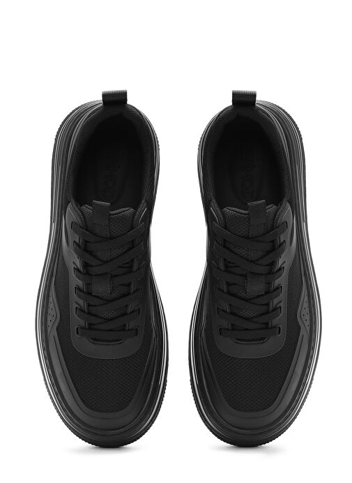 Erkek Siyah Bağcıklı Kalın Tabanlı Sneaker 25SFD69366F - Görsel 8