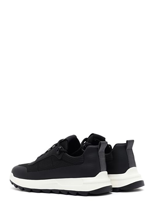 Erkek Siyah Bağcıklı Kalın Tabanlı Deri Sneaker 25SFD69536F - Görsel 6