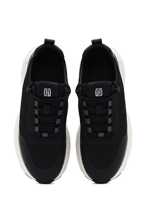 Erkek Siyah Bağcıklı Kalın Tabanlı Deri Sneaker 25SFD69536F - Görsel 8
