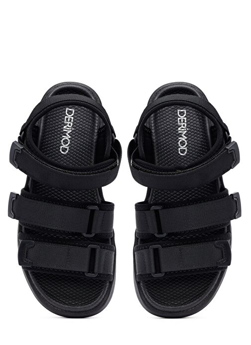 Erkek Siyah Kumaş Sandalet 25SFD696114 - Görsel 8