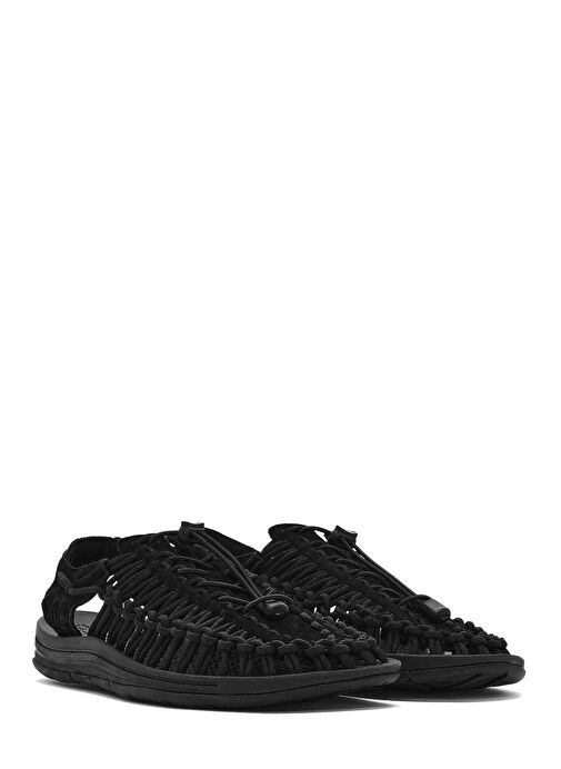 Erkek Siyah Örgülü Deri Sandalet 25SFD696814 - Görsel 4