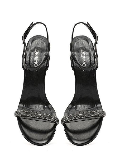Derimod Derimod Kadın Siyah Bilekten Tokalı Taşlı Yüksek İnce Topuklu Sandalet 25SFE390714 Sandalet & Terlik | Boyner Siyah - 9. görsel