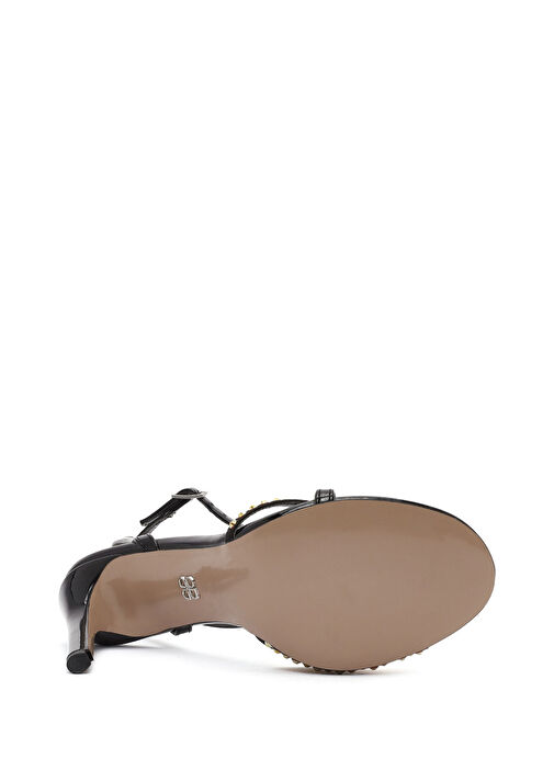 Kadın Siyah Bilekten Tokalı Taşlı Yüksek İnce Topuklu Sandalet 25SFE390914 - Görsel 6