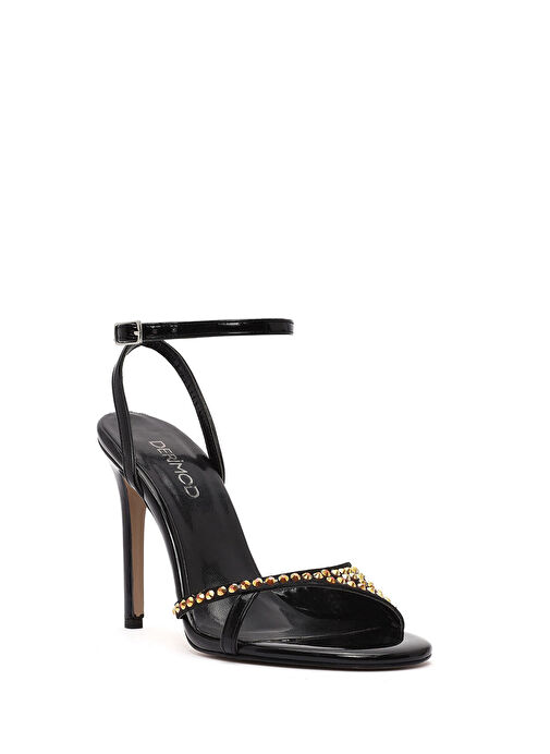 Kadın Siyah Bilekten Tokalı Taşlı Yüksek İnce Topuklu Sandalet 25SFE390914 - Görsel 8