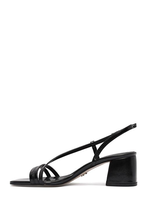 Kadın Siyah Bilekten Bantlı Kısa Kalın Topuklu Sandalet 25SFE390618 - Görsel 5