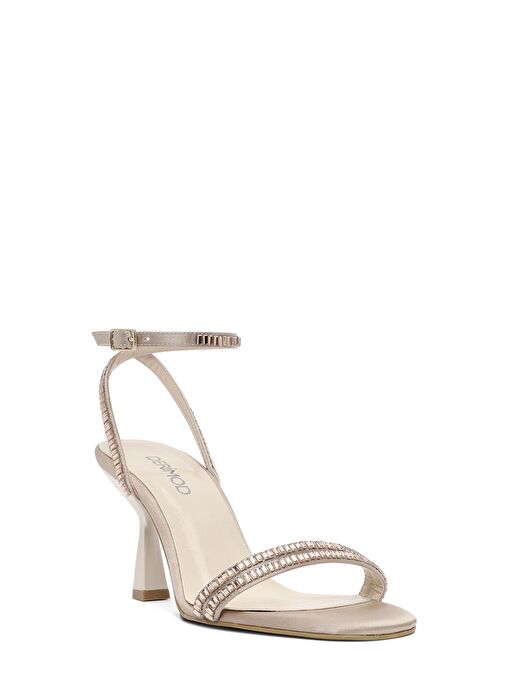 Kadın Bej Bilekten Tokalı Taşlı İnce Topuklu Sandalet 25SFE3911TS - Görsel 8