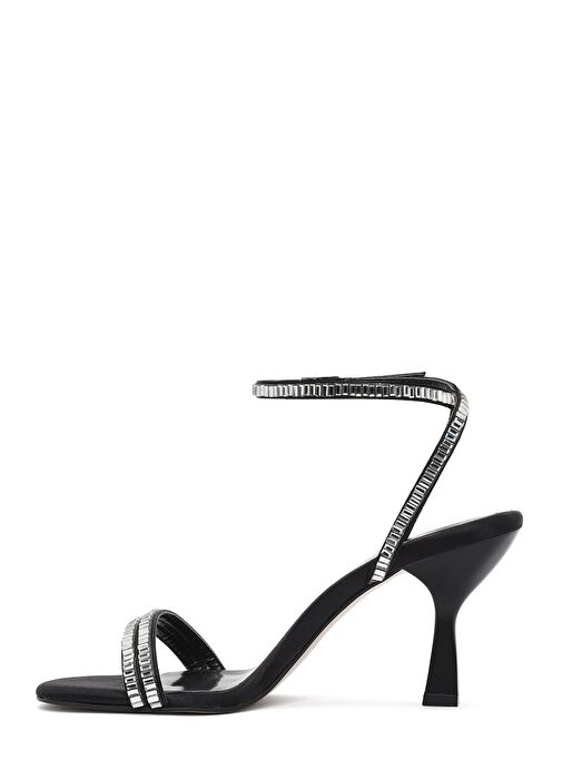 Kadın Siyah Bilekten Tokalı Taşlı İnce Topuklu Sandalet 25SFE3911TS - Görsel 5