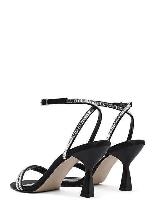Kadın Siyah Bilekten Tokalı Taşlı İnce Topuklu Sandalet 25SFE3911TS - Görsel 7