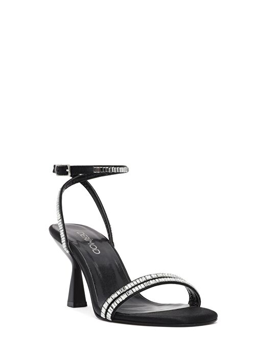 Kadın Siyah Bilekten Tokalı Taşlı İnce Topuklu Sandalet 25SFE3911TS - Görsel 8