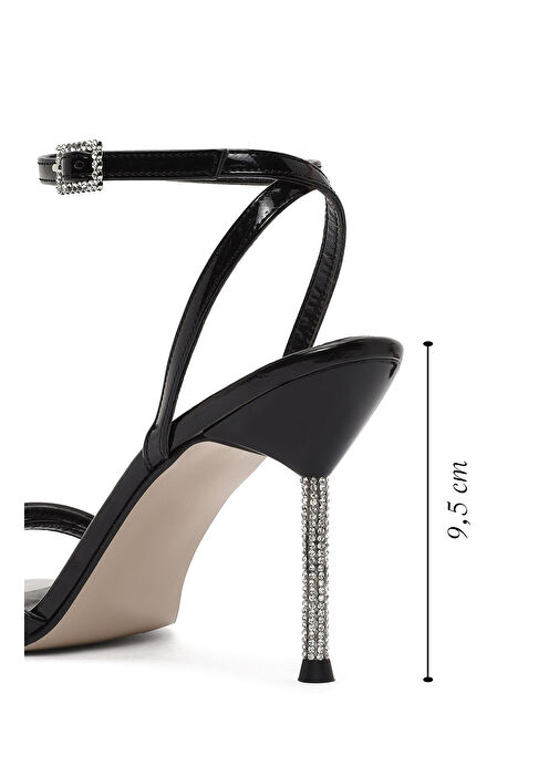 Derimod Derimod Kadın Siyah Bilekten Tokalı Taşlı İnce Topuklu Rugan Sandalet 25SFE391416 Sandalet & Terlik | Boyner Siyah - 3. görsel