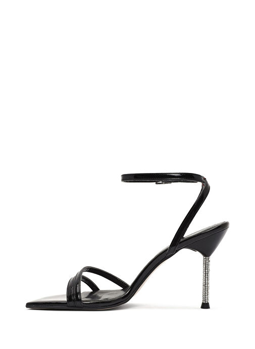 Derimod Derimod Kadın Siyah Bilekten Tokalı Taşlı İnce Topuklu Rugan Sandalet 25SFE391416 Sandalet & Terlik | Boyner Siyah - 5. görsel