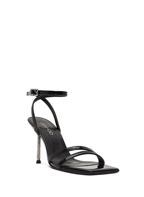 Derimod Derimod Kadın Siyah Bilekten Tokalı Taşlı İnce Topuklu Rugan Sandalet 25SFE391416 Sandalet & Terlik | Boyner Siyah - 8. görsel