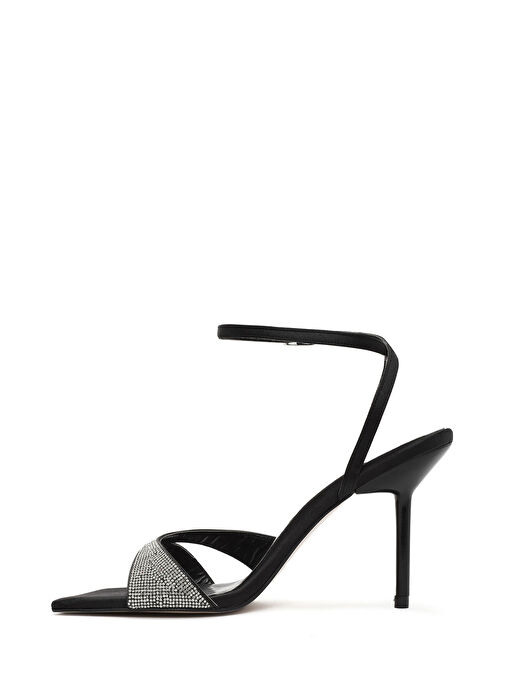 Kadın Siyah Bilekten Tokalı Taşlı Yüksek İnce Topuklu Sandalet 25SFE3916TS - Görsel 5
