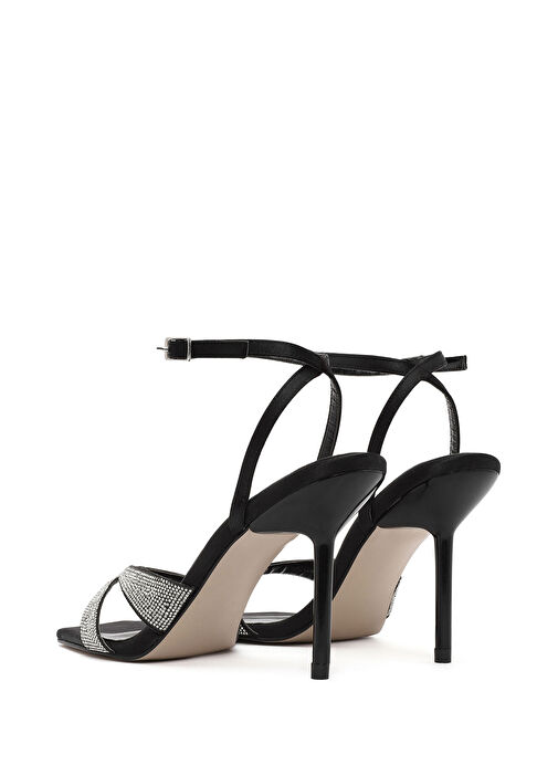 Kadın Siyah Bilekten Tokalı Taşlı Yüksek İnce Topuklu Sandalet 25SFE3916TS - Görsel 7
