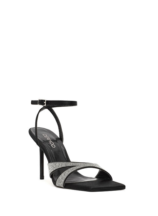 Kadın Siyah Bilekten Tokalı Taşlı Yüksek İnce Topuklu Sandalet 25SFE3916TS - Görsel 8