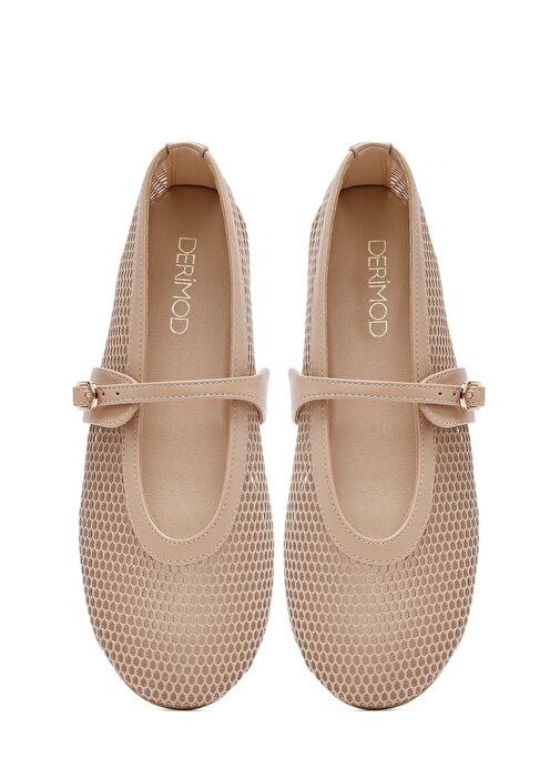 Kadın Bej Fileli Tokalı Babet 25SFE485114 - Görsel 8