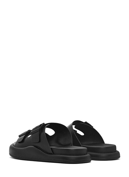 Erkek Siyah Tokalı Deri Terlik 25SFD6966PV - Görsel 6