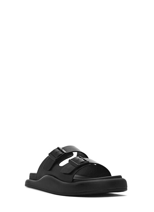 Erkek Siyah Tokalı Deri Terlik 25SFD6966PV - Görsel 7