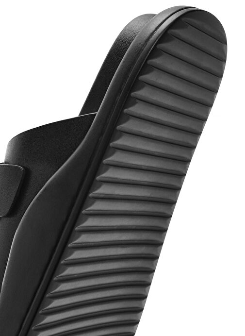 Erkek Siyah Tokalı Deri Terlik 25SFD6966PV - Görsel 9