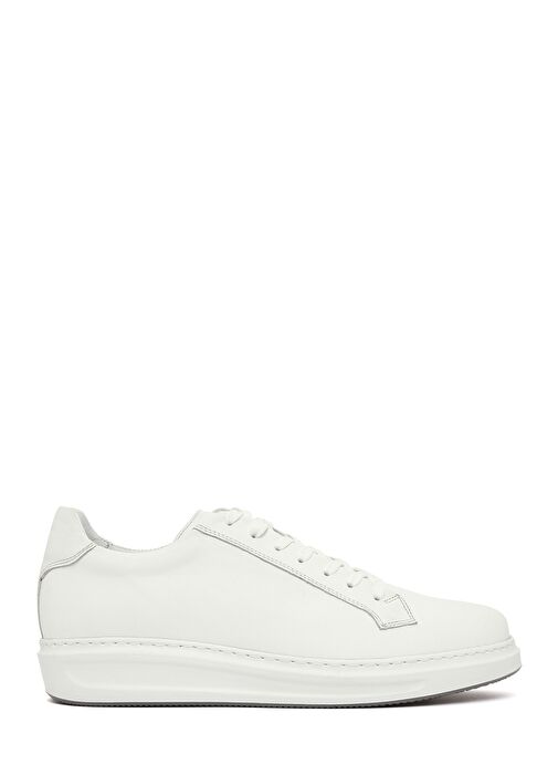 Erkek Beyaz Bağcıklı Deri Sneaker 25SFD610118 - Görsel 2