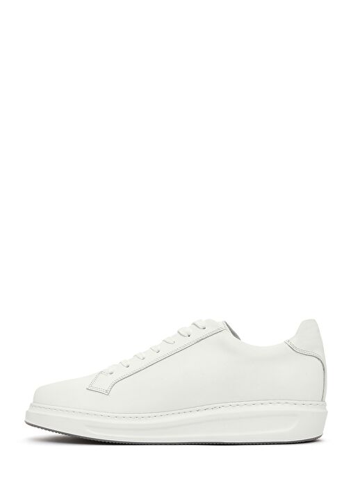 Erkek Beyaz Bağcıklı Deri Sneaker 25SFD610118 - Görsel 3