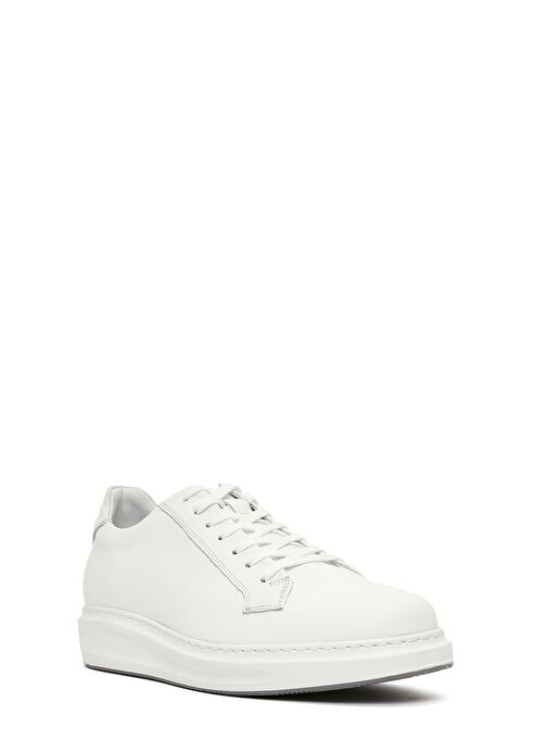 Erkek Beyaz Bağcıklı Deri Sneaker 25SFD610118 - Görsel 7
