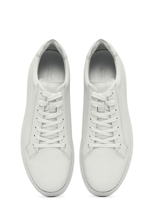 Erkek Beyaz Bağcıklı Deri Sneaker 25SFD610118 - Görsel 8