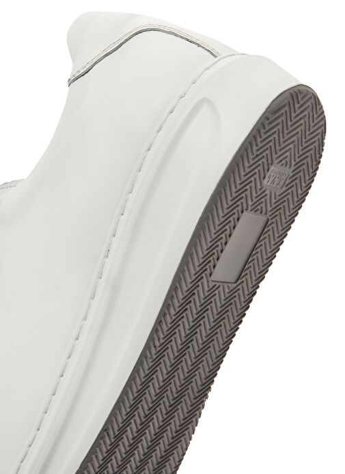 Erkek Beyaz Bağcıklı Deri Sneaker 25SFD610118 - Görsel 9