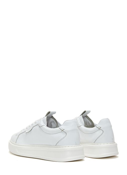 Erkek Beyaz Bağcıklı Deri Sneaker 25SFD610418 - Görsel 6