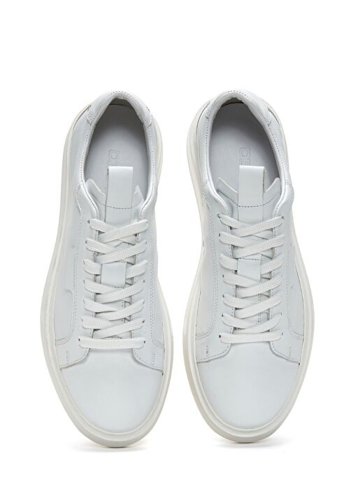 Erkek Beyaz Bağcıklı Deri Sneaker 25SFD610418 - Görsel 7