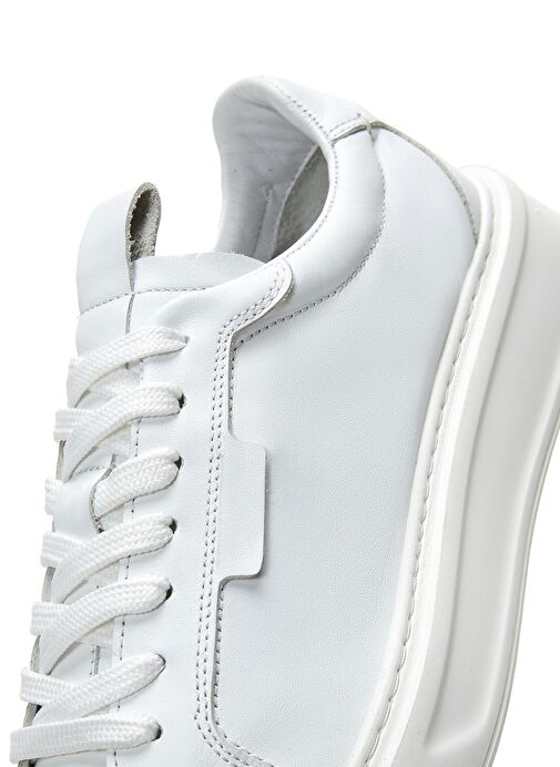 Erkek Beyaz Bağcıklı Deri Sneaker 25SFD610418 - Görsel 8