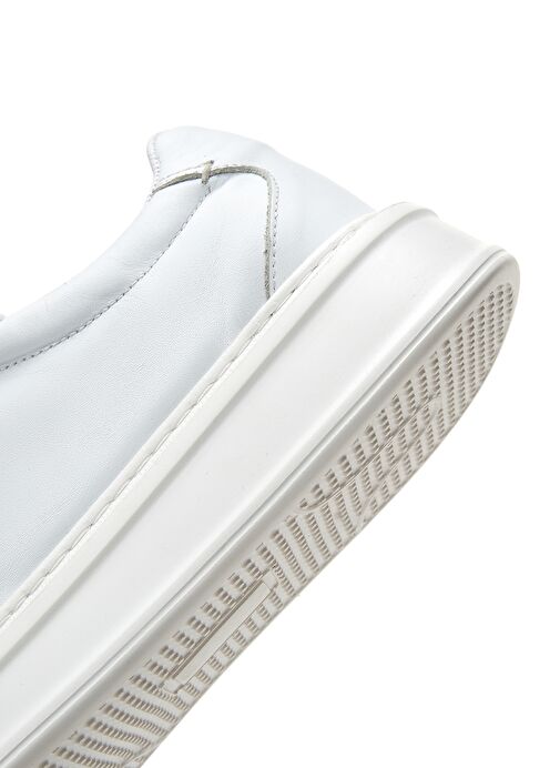Erkek Beyaz Bağcıklı Deri Sneaker 25SFD610418 - Görsel 9