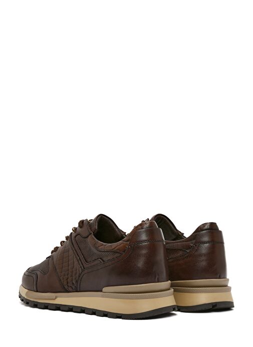 Erkek Kahverengi Bağcıklı Deri Casual Sneaker 25SFD610014 - Görsel 6
