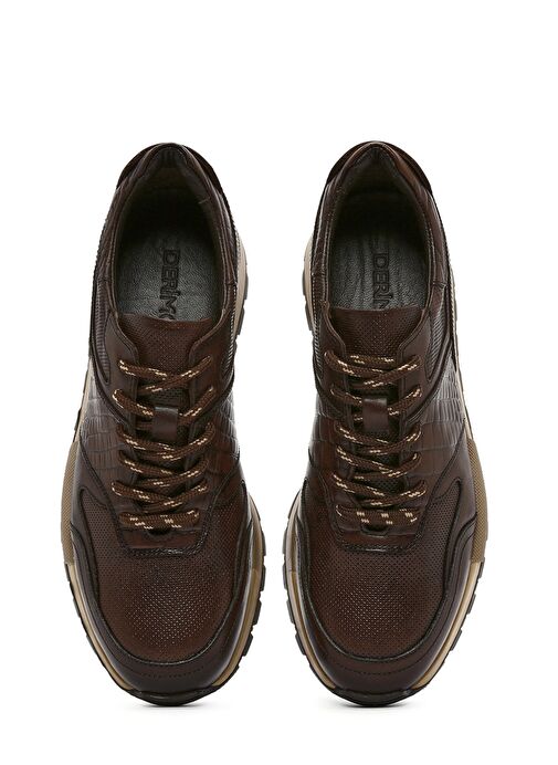 Erkek Kahverengi Bağcıklı Deri Casual Sneaker 25SFD610014 - Görsel 8